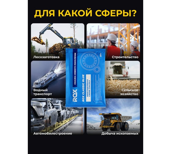 Многоцелевая водостойкая синяя автомобильная смазка ROX CLASSIC BLUE Саше 80 гр R161