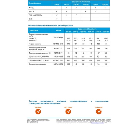 Масло GAZPROMNEFT Premium L 10W-40 20 л 2531401369