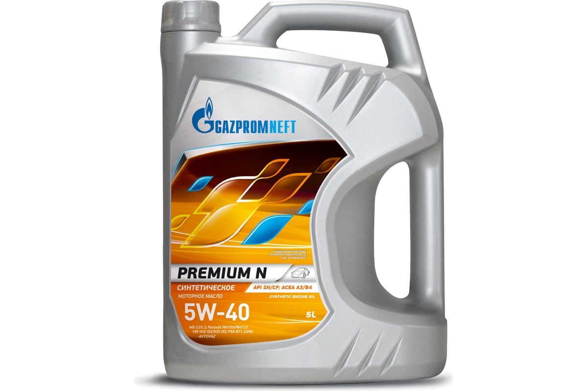 Масло GAZPROMNEFT Premium N 5W-40 5 л 253140424 - выгодная цена, отзывы,  характеристики, фото - купить в Москве и РФ