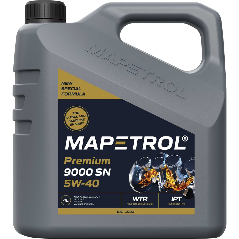 Моторное масло MAPETROL PREMIUM 9000 SN 5W-40 4 л MAP0035 - выгодная цена,  отзывы, характеристики, фото - купить в Москве и РФ