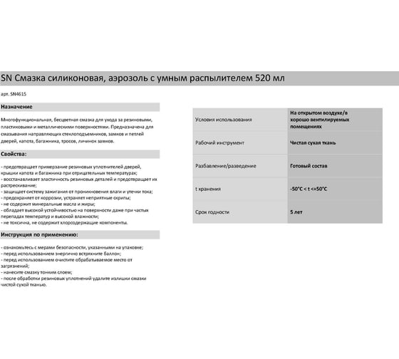 Силиконовая смазка SYNTHETIUM 520 мл SN4615