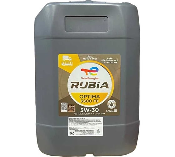 Моторное масло для дизелей TOTAL RUBIA OPTIMA 3500 FE 5W30 17.5K TR 229465 1