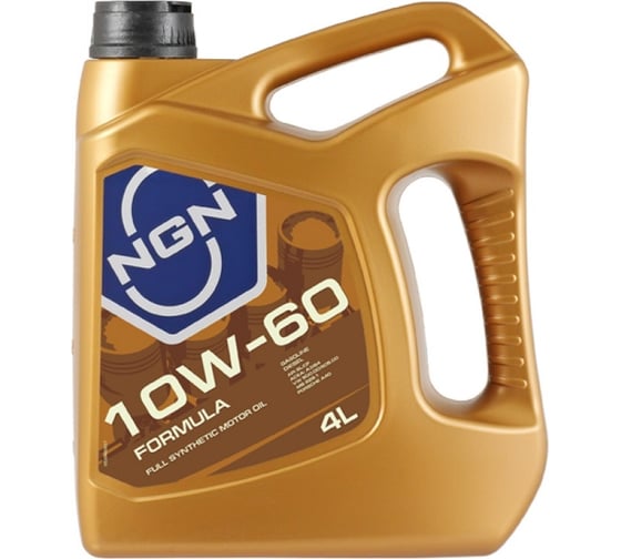Моторное масло NGN 10W-60 SL/CF FORMULA синтетическое, 4 л, API SN/CF; ACEA A3/B4; ACEA A3/B3; VW 500.00; MB 229.1; VW 505.00; Fiat 9.55535-H3 V272085326