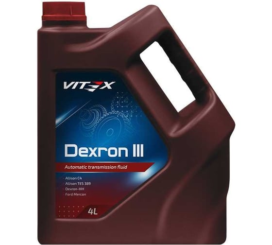 Масло для автоматических трансмиссий VITEX Dexron 3 4 л Specifications: General Motors Dexron III-H Соответствует спецификации MB 236.1, FORD MERCON V, ZF TE-ML 09/11/14, ALLISON C4, CATERPILLAR TO-2 v312209 1