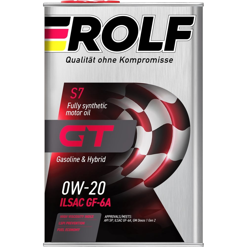 Моторное масло Rolf GT 0W-20, ILSAC GF-6A, API SP, 4л 322998 - выгодная ...