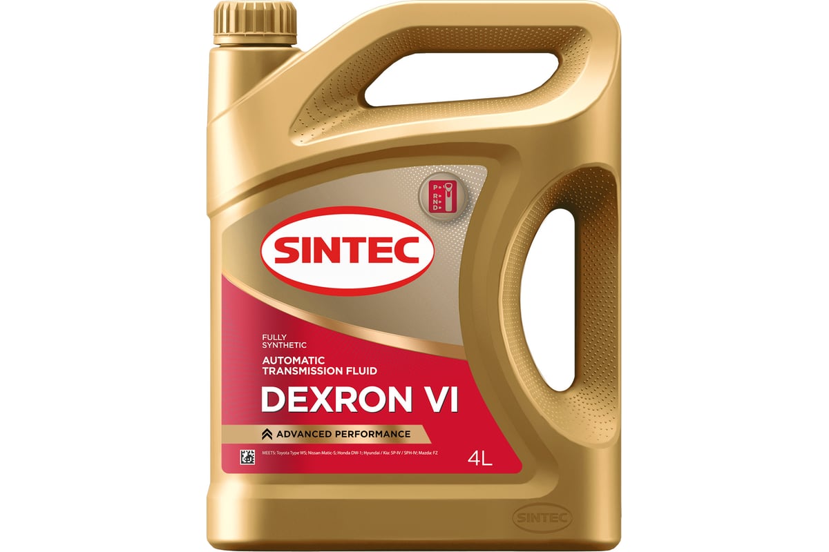 Трансмиссионное масло Sintec ATF DEXRON VI, 4л 324711 - выгодная цена,  отзывы, характеристики, фото - купить в Москве и РФ