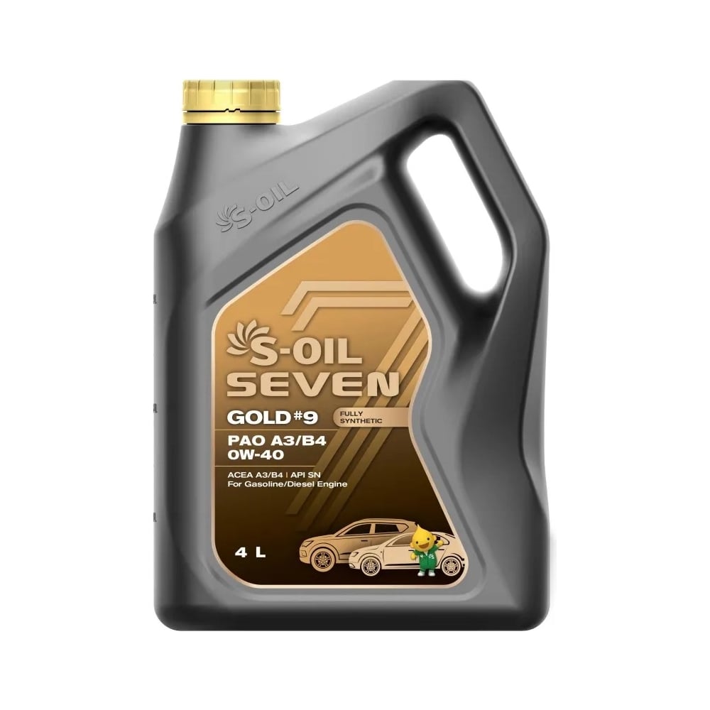 Масло моторное S-OIL SEVEN 7 GOLD #9 PAO A3/B4 0W-40 синтетика 4L ...