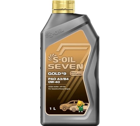 Масло моторное S-OIL SEVEN 7 GOLD #9 PAO A3/B4 0W-40 синтетика 1L E107741