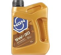 Моторное масло NGN EFFICIENCY 5W-30, синтетическое, 1 л, ACEA C2, PSA B71 2290, API SN, Fiat 9.55535-S1 V272085649