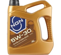 Моторное масло NGN EVOLUTION ECO синтетическое, 5W-30, 4 л, ILSAC GF-6A, API SP-RC;CF, GM Dexos 1, Ford WSS-M2C946-A, Chrysler MS 6395, GM 6049-M V272085349