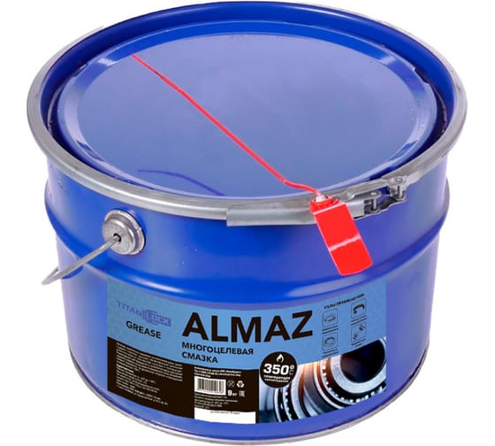 Многоцелевая литиевая комплексная смазка TITAN LOCK ALMAZ (LGHP 2), синяя, 9 кг TLGREASE-AZ9 1