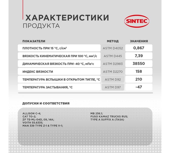 Масло Sintec ATF II Dexron 1 л 324718