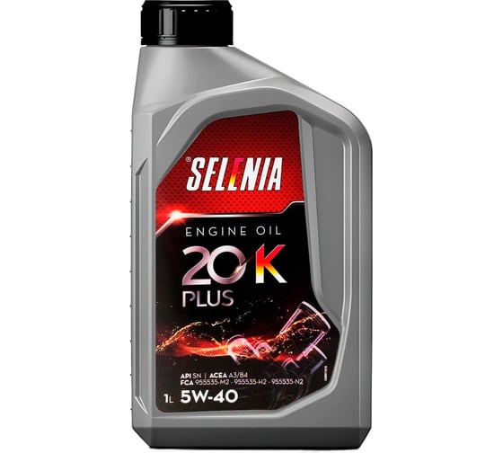 Моторное масло Petronas SELENIA 20 К PLUS синтетическое, 5W40, 1л, API SN, ACEA A3/B4 70651E18EU 1
