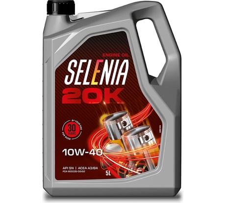 Моторное масло Petronas SELENIA 20 К полусинтетическое, 10W40, 5л, API SN, ACEA A3/B4 70650M12EU