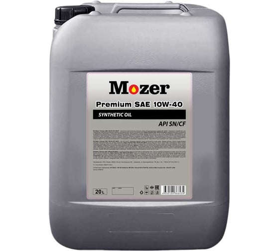 Моторное масло Mozer Premium SAE 10w-40 API SN/CF, канистра 20 л 4636434