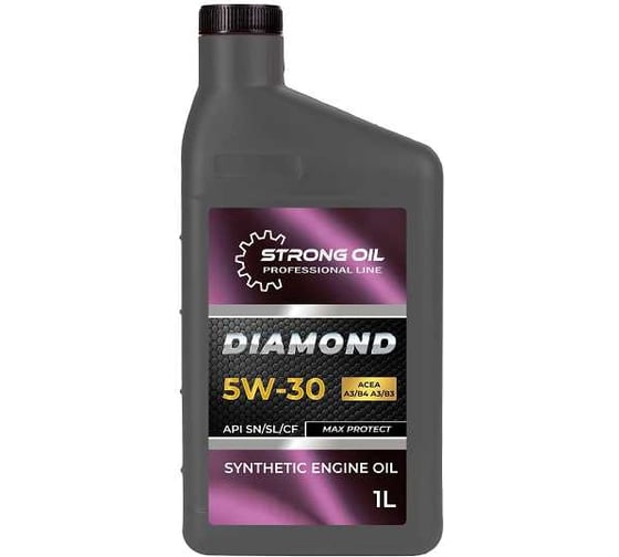 Масло STRONG OIL DIAMOND ENGINE 5W-30 синтетика, канистра 1 л, API SN/SL/CF, ACEA А3/В4, А3/В3 0101480031-SO