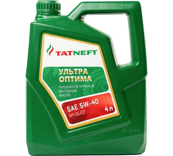 Масло моторное ТАТНЕФТЬ Ультра-Оптима SAE 5W40 API SL/CF полусинтетическое, 4л 0000001008162 1