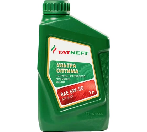 Масло моторное ТАТНЕФТЬ Ультра-Оптима SAE 5W30 API SL/CF полусинтетическое, 1л 0000001008169 1
