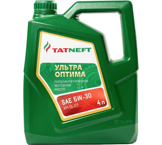 Масло моторное ТАТНЕФТЬ Ультра-Оптима SAE 5W30 API SL/CF полусинтетическое, 4л 0000001008170 1