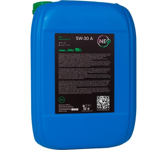 Моторное масло Revolution A 5W-30 A (SN; GF-5) 20 л NEO Oil NR0000031