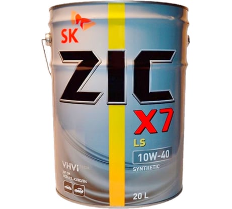 Масло синтетическое (X7 LS; 10w40; SN/CF; 20 л; A3/B3, A3/B4, C3) для легковых авто ZIC 192620