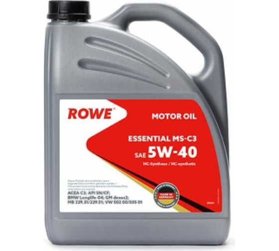 Моторное масло для легкового транспорта Rowe ESSENTIAL SAE 5W-40 MS-C3 20365-453-2A