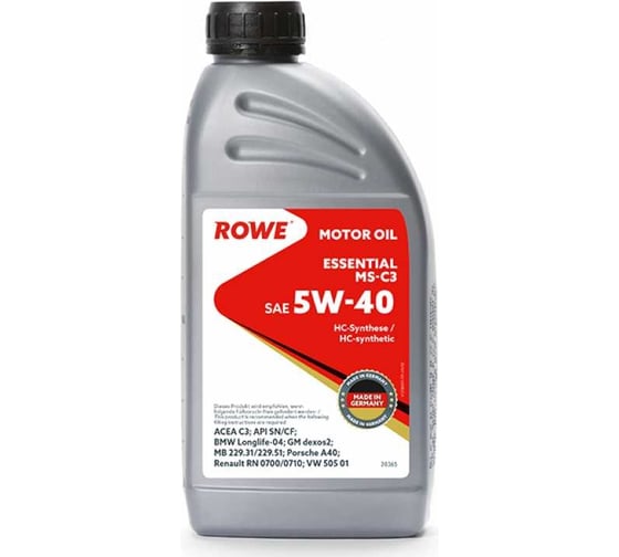 Моторное масло для легкового транспорта Rowe ESSENTIAL SAE 5W-40 MS-C3 20365-177-2A 1