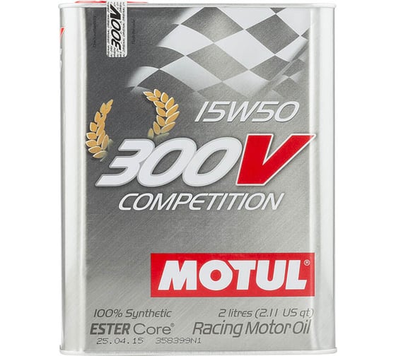 Спортивное моторное масло 300 V COMPETITION 15W50 2л MOTUL 104244