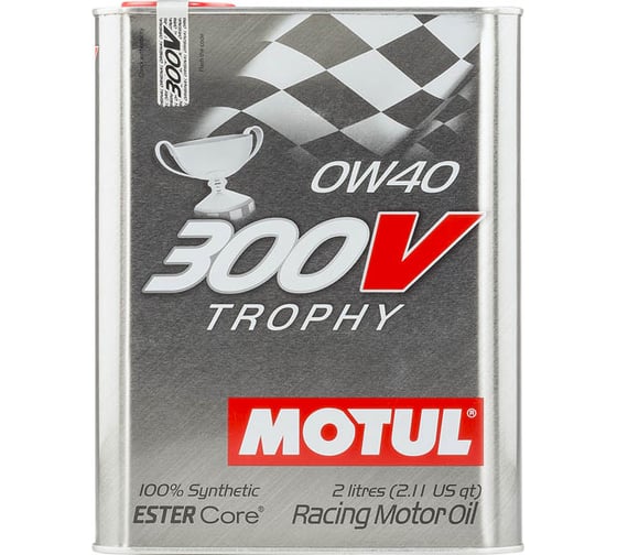 Спортивное моторное масло 300 V TROPHY 0W40 2л MOTUL 104240 1