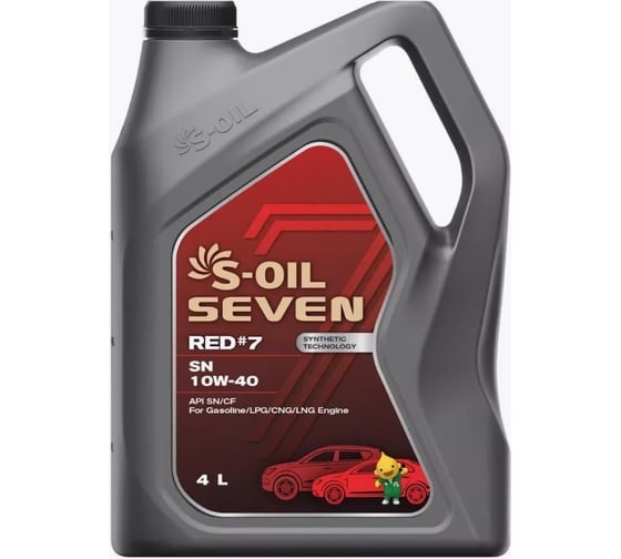 Моторное масло S-OIL SEVEN RED #7 SN, 10W-40, синтетика, 6л E107696