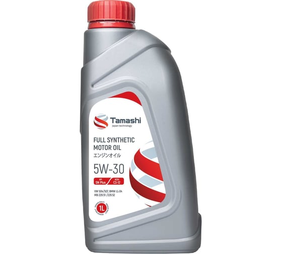Моторное синтетическое масло Tamashi 1 л, 5W-30 ACEA C3, SN MB 229.51/229.52, BMW LL-04, VW 504.00/507.00 5W30T021