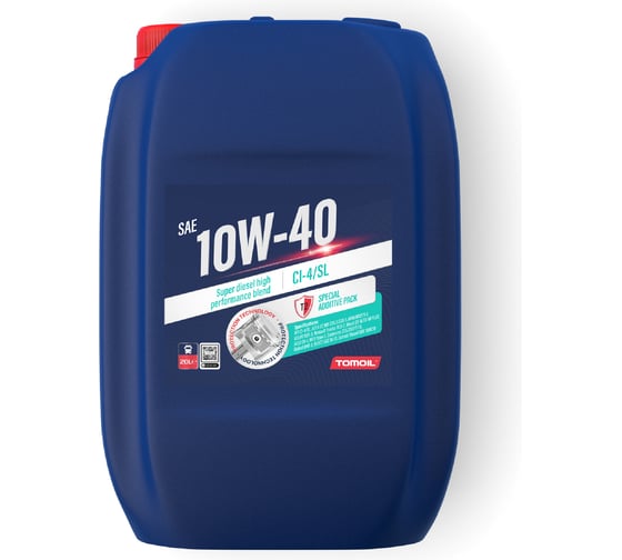 Моторное масло TOMOIL Engine Oil 10W-40 CI-4/SL, канистра 20 л 7100000284