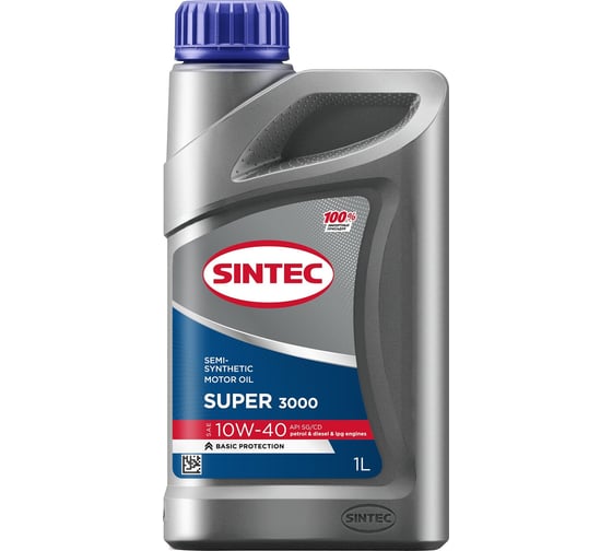 Моторное масло SINTEC SUPER3000 10W-40, SG/CD, 1 л 600239 1