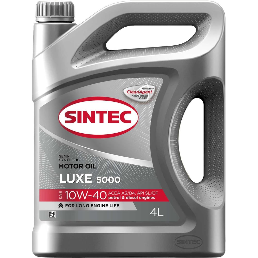 Моторное масло sintec luxe 5000 sae 10w-40, api sl/cf, полусинтетическое. 4 л 600232