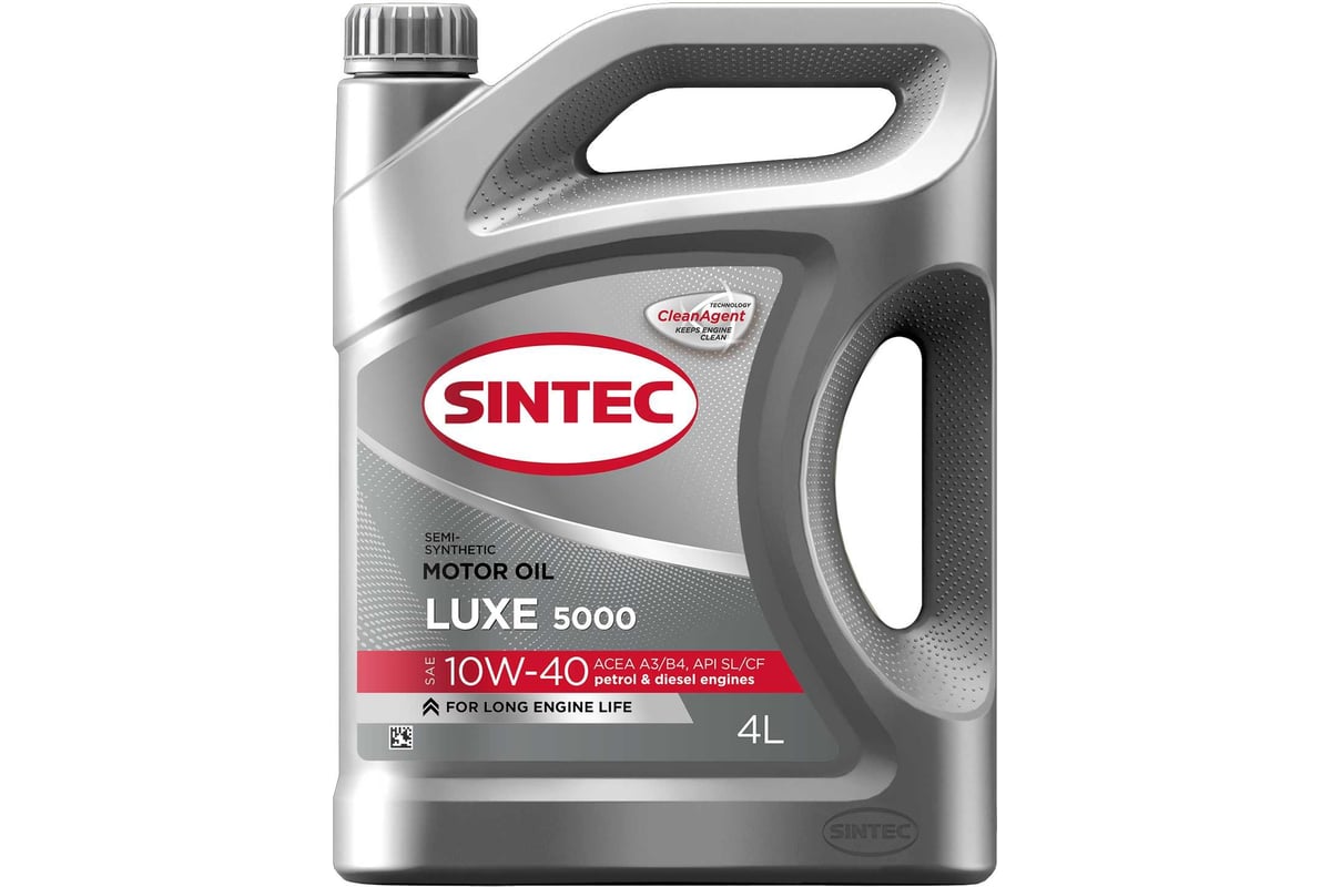 Моторное масло Sintec LUXE 5000 SAE 10W-40, API SL/CF, полусинтетическое. 4  л 600232 - выгодная цена, отзывы, характеристики, фото - купить в Москве и  РФ