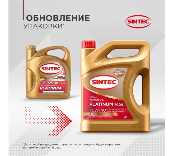 Моторное масло Sintec Platinum 7000 5W-40, SN/CF, синтетическое, 4 л 600139