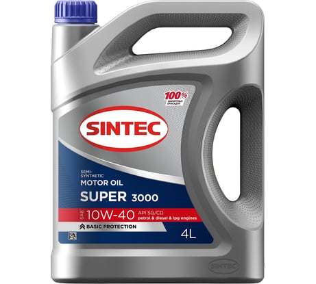 Моторное полусинтетическое масло Sintec Super 3000 10W-40 SG/CD 4л 600240