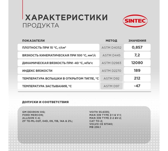 Масло трансмиссионное Sintec (20 л; ATF III G Dexron) Обнинскоргсинтез 900266