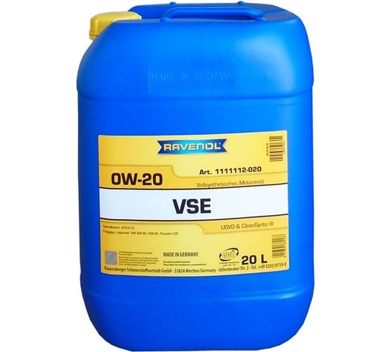 Моторное масло VSE SAE 0W-20 20 л RAVENOL 1111112-020-01-999