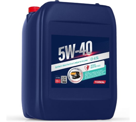 Моторное масло TOMOIL Engine Oil 5W-40 CI-4/SL, канистра 20 л 7100000352