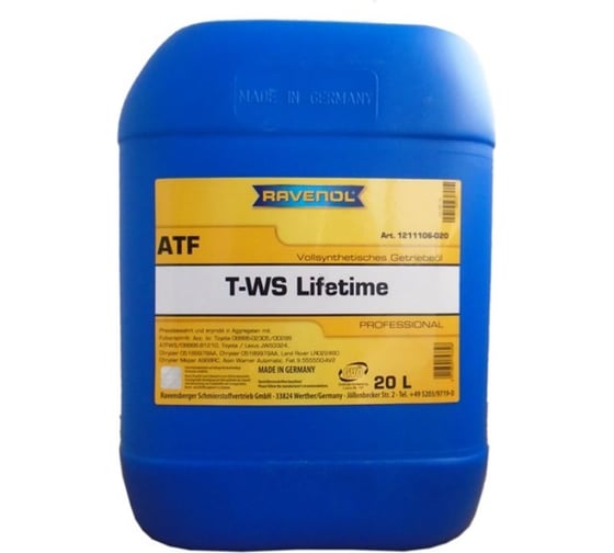 Масло трансмиссионное ATF T-WS Lifetime 20 л RAVENOL 1211106-020-01-999