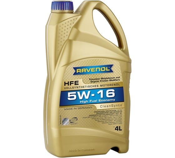 Моторное масло High Fuel Economy HFE SAE 5W-16 new 4 л RAVENOL 1111104-004-01-999 1