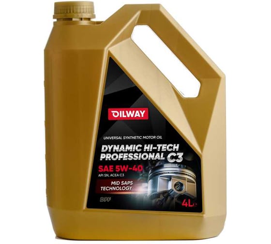 Масло моторное OILWAY Dynamic Hi-Tech Professional С3 SAE 5W-40, API SN, ACEA C3, синт. 4 л 4640076016527