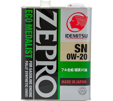 Масло моторное Zepro Eco Medalist SN 0W-20 4л. IDEMITSU 4253-004
