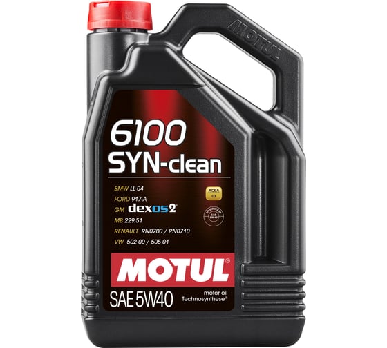 Масло моторное Technosynthese 6100 SYN-CLEAN (5 л; 5W40) MOTUL 107943 1