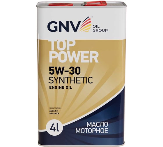 Моторное масло GNV Top Power 5W-30 Synthetic (мет.канистра 4 л.) VAG VW 504.00/507.00 GTP1011872020010530004