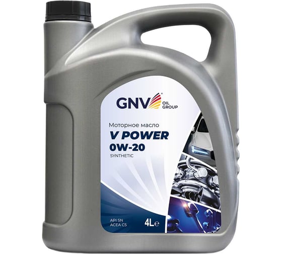 Масло моторное синтетическое GNV V Power 0W-20, ACEA C5, Volvo VCC RBS0-2AE, 4 л GVP1020454040130020004