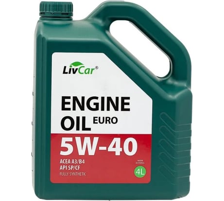 Масло моторное LIVCAR 5W-40 Engine Oil EURO 5W-40 ACEA A3/B4 API SP/CF 4л LC7110540-004