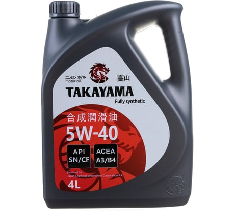 Моторное масло Takayama SAE 5W40, API SN/CF, 4 л 605521