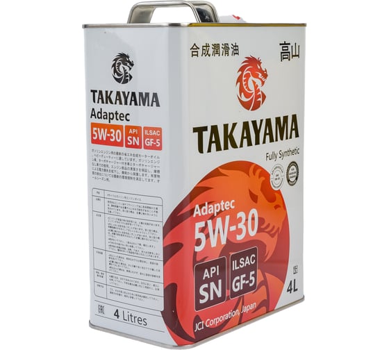 Моторное масло TAKAYAMA Adaptec SAE 5W30, ILSAC GF 5, API SN, 4 л 605585